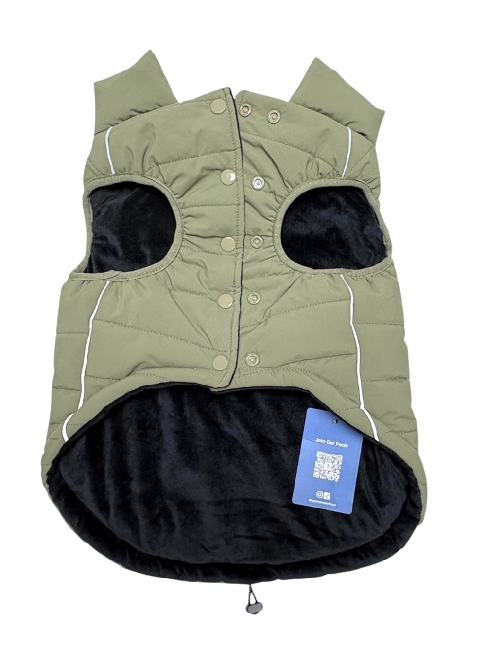 dog coat NWT Spark Paws green quilted velour lining large snap close